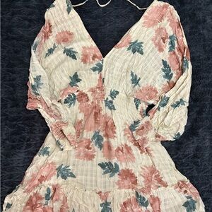 Lovestitch Floral Long Sleeve Dress - Pink and Green